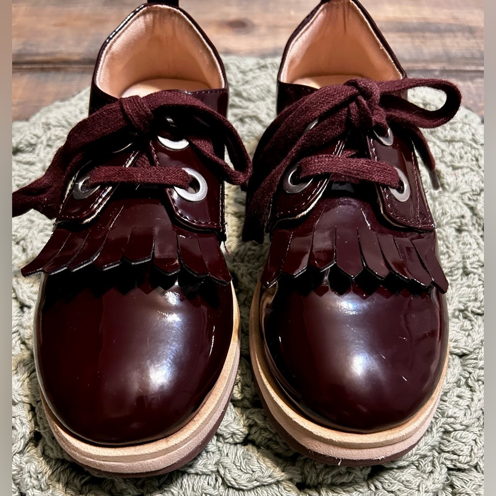 Zara Kids Burgundy Patent Leather Shoes
